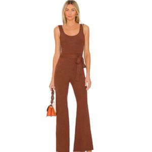 ALL THE WAYS Genevieve Flared Jumpsuit in Brown NWT Size Large